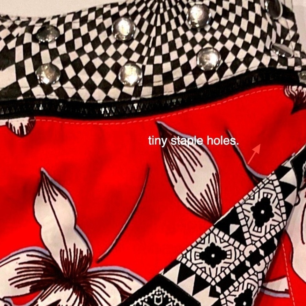 ZAND AMSTERDAM Reversible skirt Snap Adjustable geometric S M L boho bag retro - Picture 9 of 16